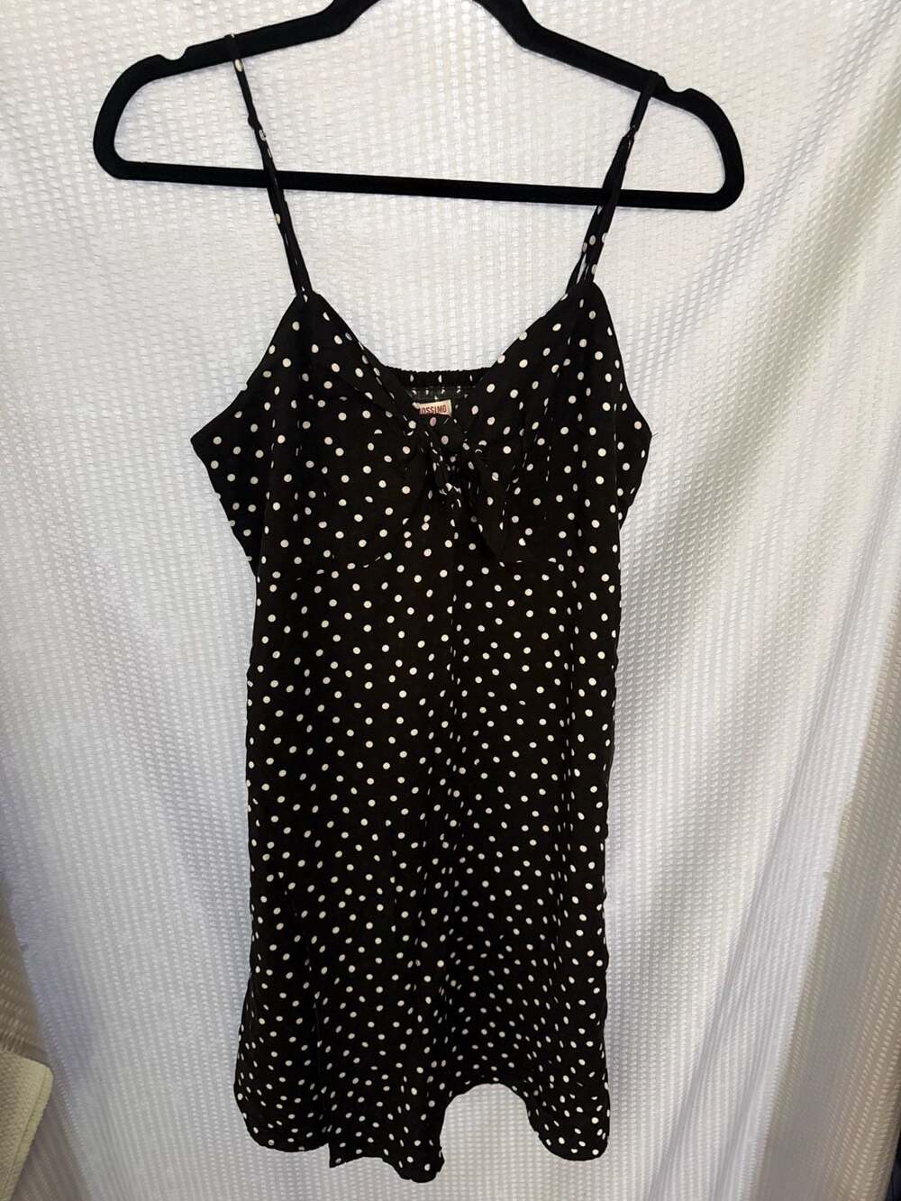 Mossimo Supply Co. Black and White Polka Dot Smocked Mini Dress Size L
